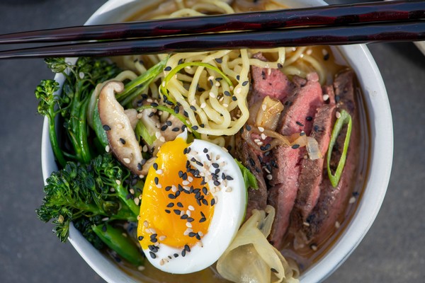Asian Flank Steak with Ramen Noodles